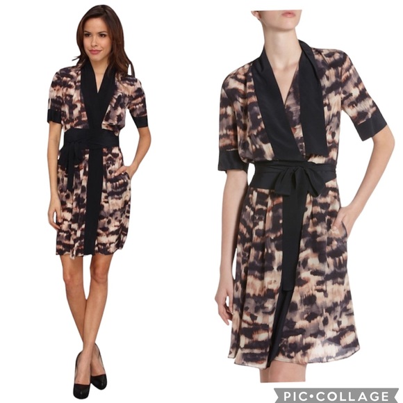 BcbgMaxAzria Walena 100%Silk Dress Ikat Color Splatter Print Size XS Can Fit S M - Picture 1 of 15